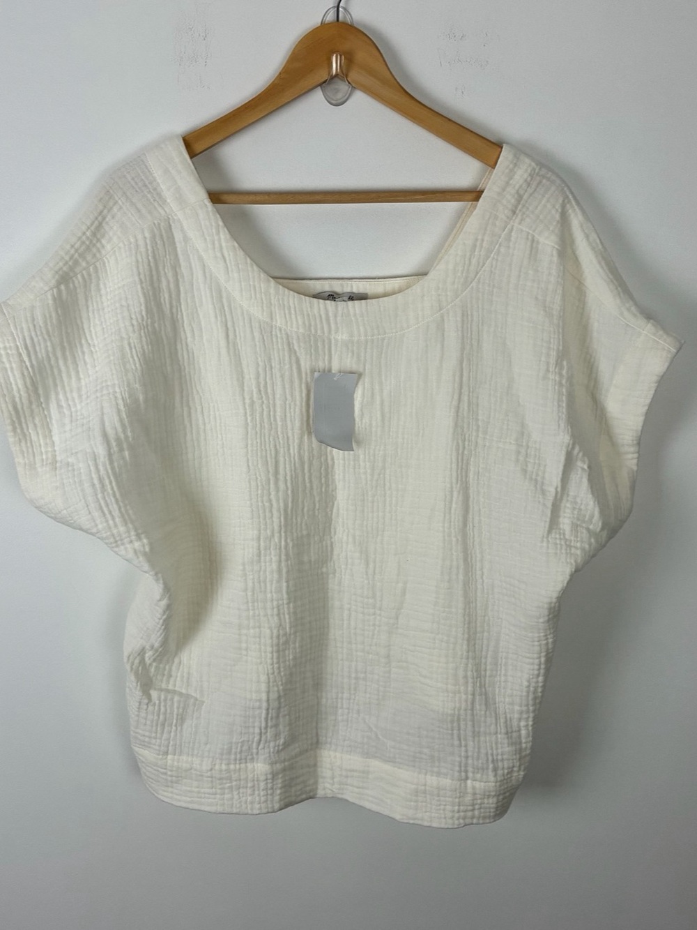 NWT Madewell White Double-Gauze Popover Short Sleeve Top Minimalist Casual XL